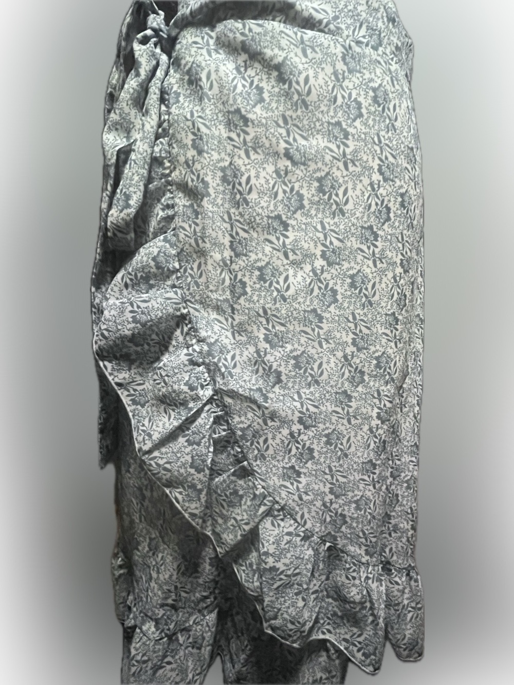 Split A-Line Floral Wrap Midi Skirt in mint green